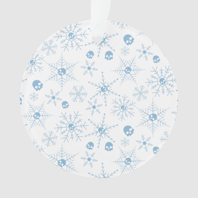 Beängstigender Schädel Weihnachten Schneeflocken w Ornament (Vorderseite)
