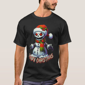 beängstigender Schneemann, beängstigendes Weihnach T-Shirt