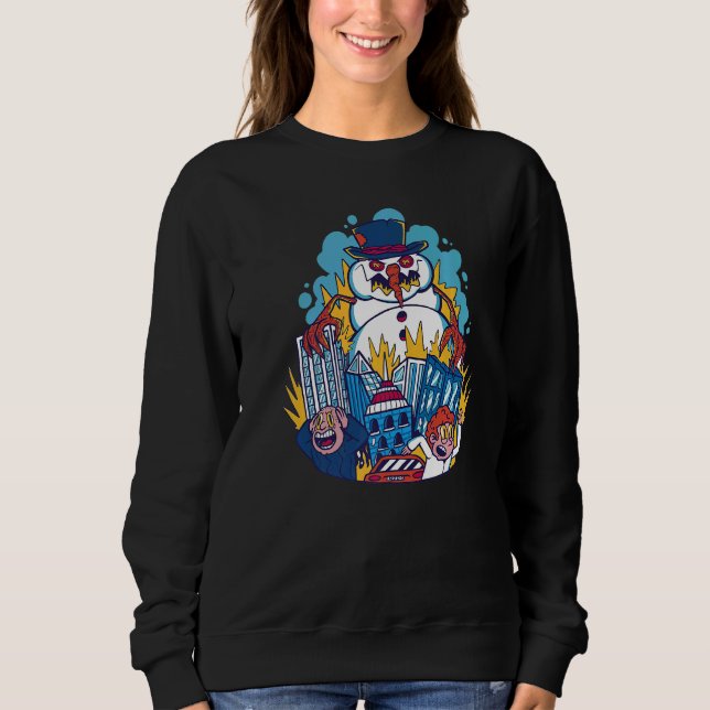 Beängstigender Schneemann zerstört Sweatshirt (Vorderseite)