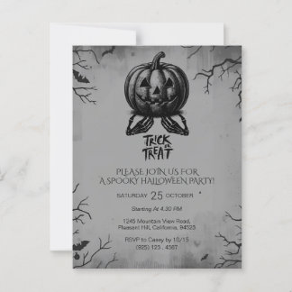 Beängstigender Skeleton Pumpkin Trick oder Treat S Postkarte