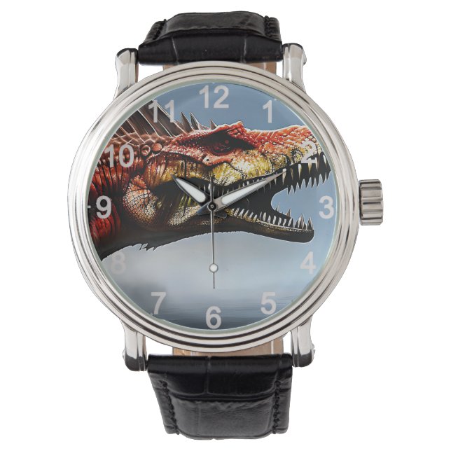Beängstigender Spinosaurus Dinosaur, Armbanduhr (Vorderseite)