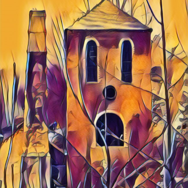 BEÄNGSTIGENDER SPOOKING GESCHENKPAPIER SET (A funny art design of part of an old derelict Victorian blast furnace building.)