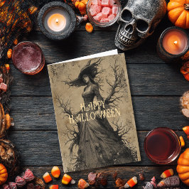 Beängstigender Vintager Salem Hexe Gothic Spooky H Karte