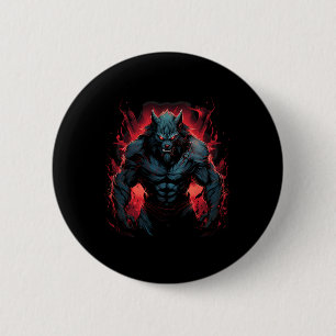 Beängstigender Werwolf Full Moon Halloween Kostüm Button