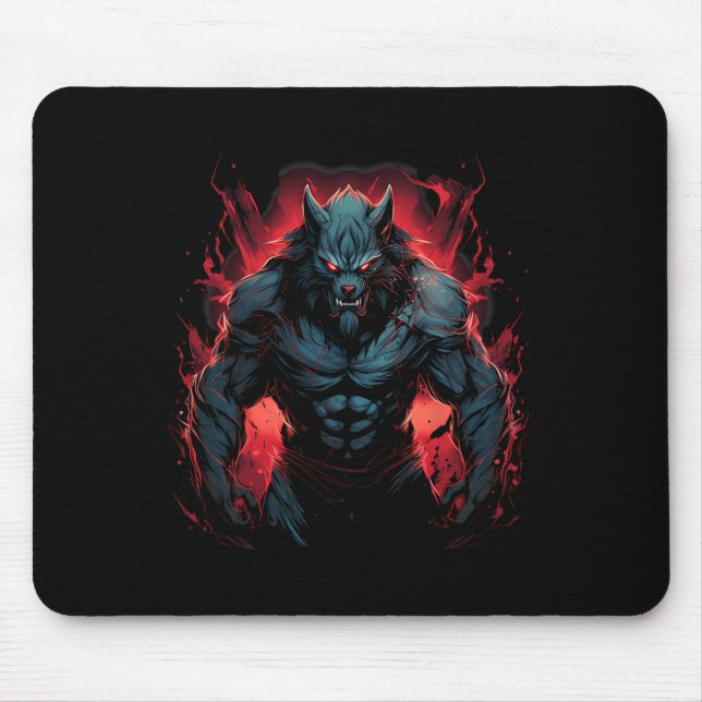 Beängstigender Werwolf Full Moon Halloween Kostüm  Mousepad (Vorne)