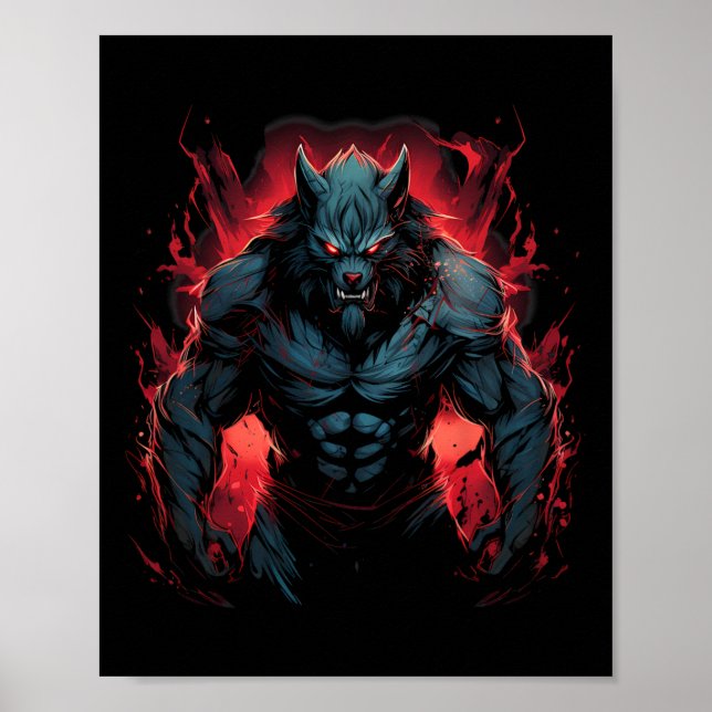 Beängstigender Werwolf Full Moon Halloween Kostüm  Poster (Vorne)