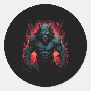 Beängstigender Werwolf Full Moon Halloween Kostüm  Runder Aufkleber
