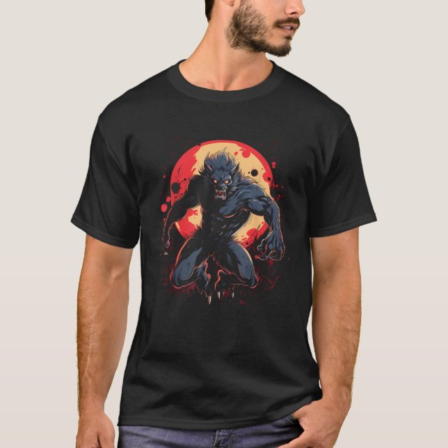 Beängstigender Werwolf Full Moon Halloween Kostüm  T-Shirt (Vorderseite)