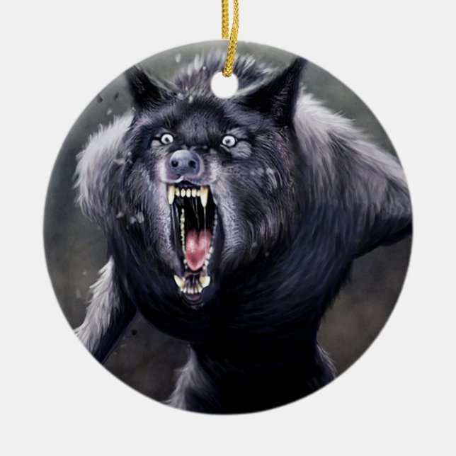 beängstigender Werwolf Keramik Ornament (Vorne)