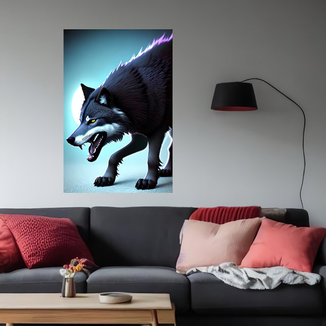 Beängstigender Wolf mit Zähnen | AI Art Poster (Von Creator hochgeladen)