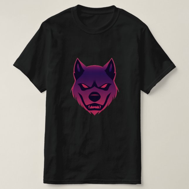 Beängstigender Wolf: Neon T - Shirt Art (Design vorne)
