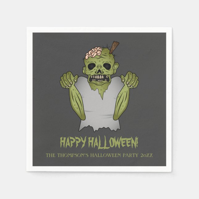 Beängstigender Zombie Personalizable Halloween-Ere Serviette (Vorderseite)