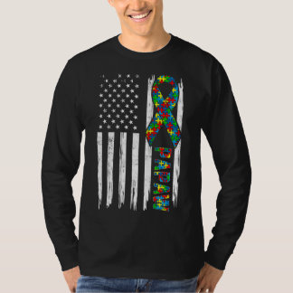 Beängstigendes amerikanisches Flag Autism Papaw Fa T-Shirt