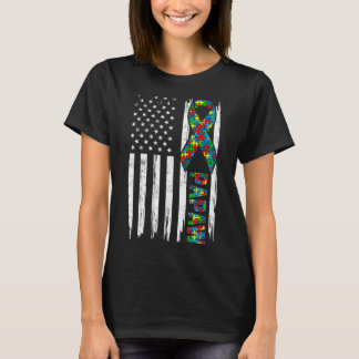 Beängstigendes amerikanisches Flag Autism Papaw Fa T-Shirt