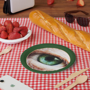 Beängstigendes Augapfel und Halloween Grünes Auge Pappteller