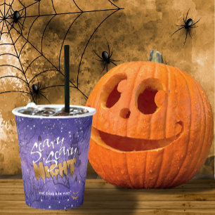 Beängstigendes Beängstigendes NachtHalloween Lila- Pappbecher