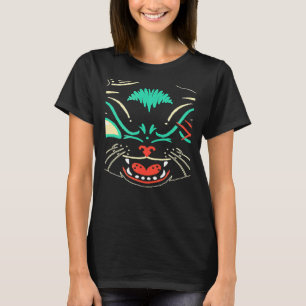 Beängstigendes Black Cat Face Graphic Cat Hallowee T-Shirt