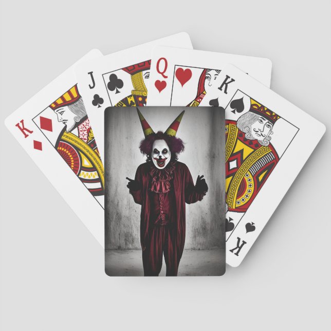 Beängstigendes böses Clown-Rotes Kostüm Spielkarten (Rückseite)
