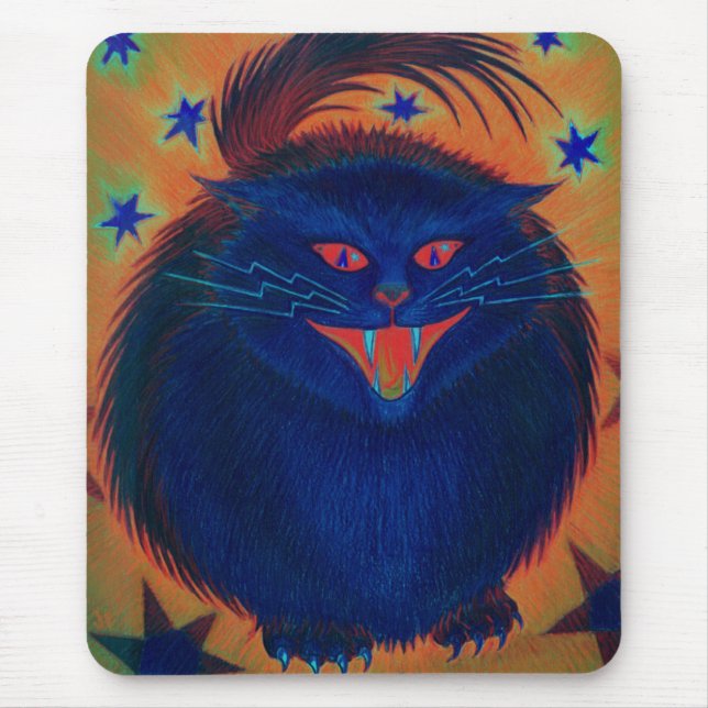 Beängstigendes Cat Blue Mousepad (Vorne)