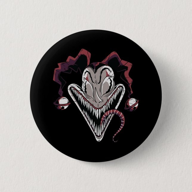 Beängstigendes Clown-Face-Halloween-Design Button (Vorderseite)
