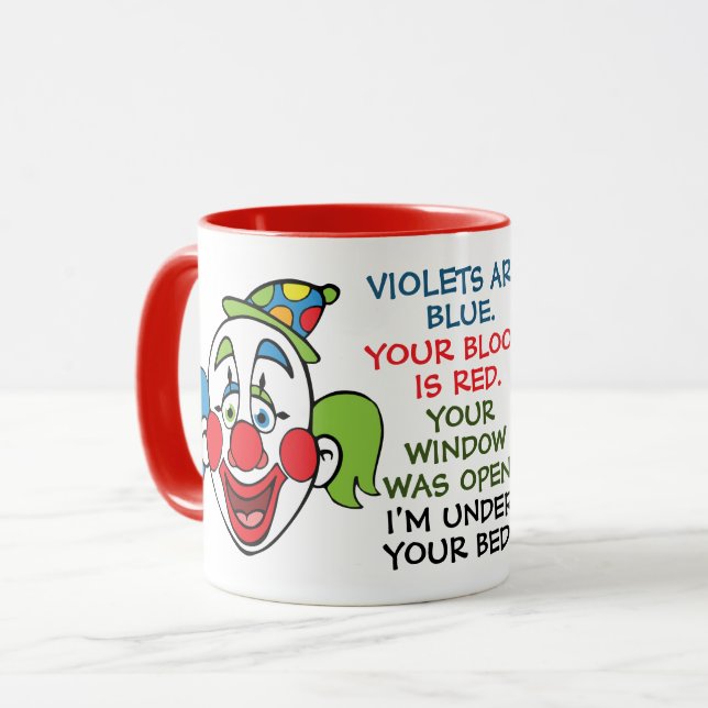 Beängstigendes Clowngedicht Tasse (Vorderseite Links)