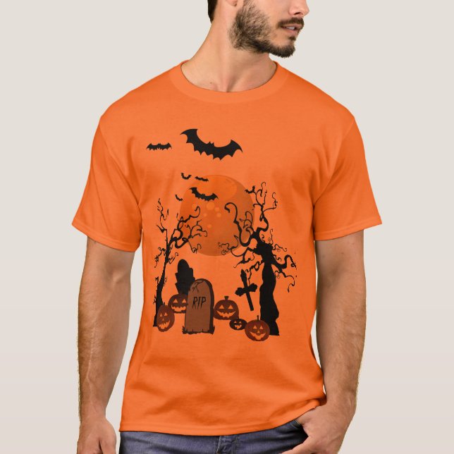 Beängstigendes FriedhofHalloween T-Shirt (Vorderseite)