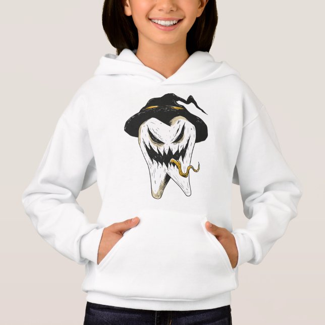 Beängstigendes Ghoulish-Zelt in Hexenhutenhut Hall Hoodie (Vorderseite)