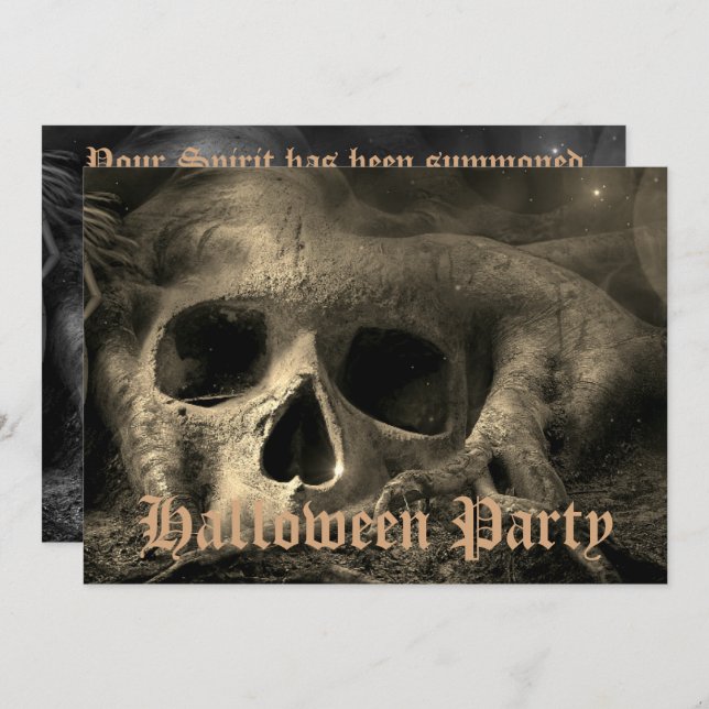 Beängstigendes Gothic Skull-Halloween-Party Einladung (Vorne/Hinten)