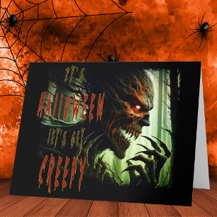 Beängstigendes, gruseliges Holzmonster, Dämon oder Dankeskarte