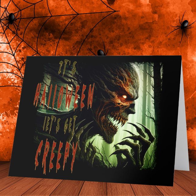 Beängstigendes, gruseliges Holzmonster, Dämon oder Dankeskarte (Von Creator hochgeladen)