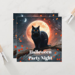 Beängstigendes Halloween Black Cat Moonlight, Einladung