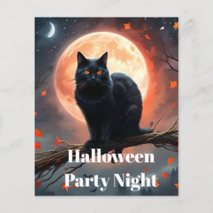 Beängstigendes Halloween Black Cat Moonlight, Flyer