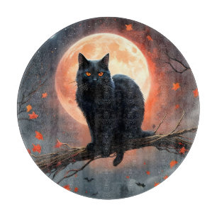 Beängstigendes Halloween Black Cat Moonlight, Schneidebrett
