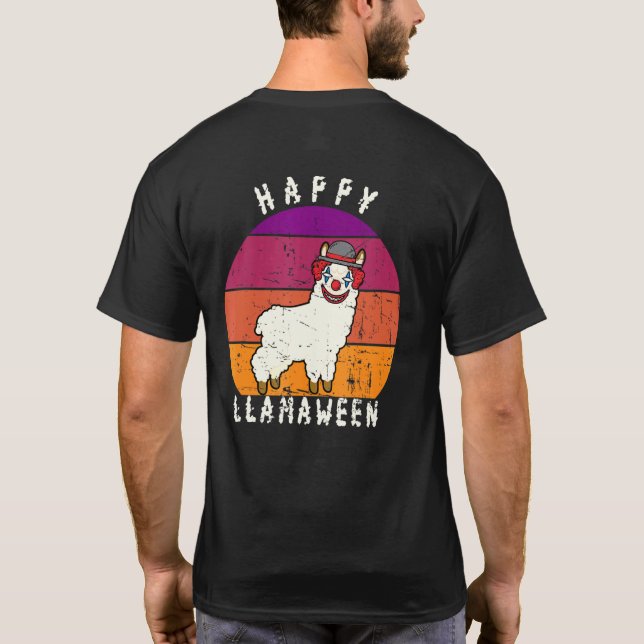 Beängstigendes Halloween Clown Llama Pun Happy Lla T-Shirt (Rückseite)