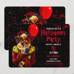 Beängstigendes Halloween Clowncostume-Party Einladung