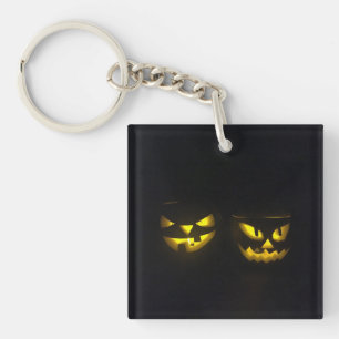 Beängstigendes Halloween-gelbleuchtendes Kürbisges Schlüsselanhänger