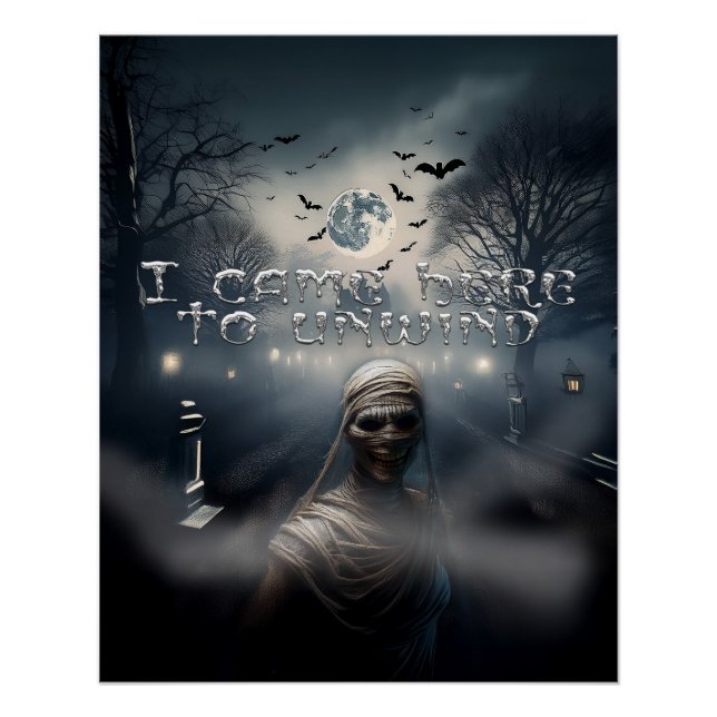Beängstigendes Halloween Grave Yard & Mummy Poster (Vorderseite)