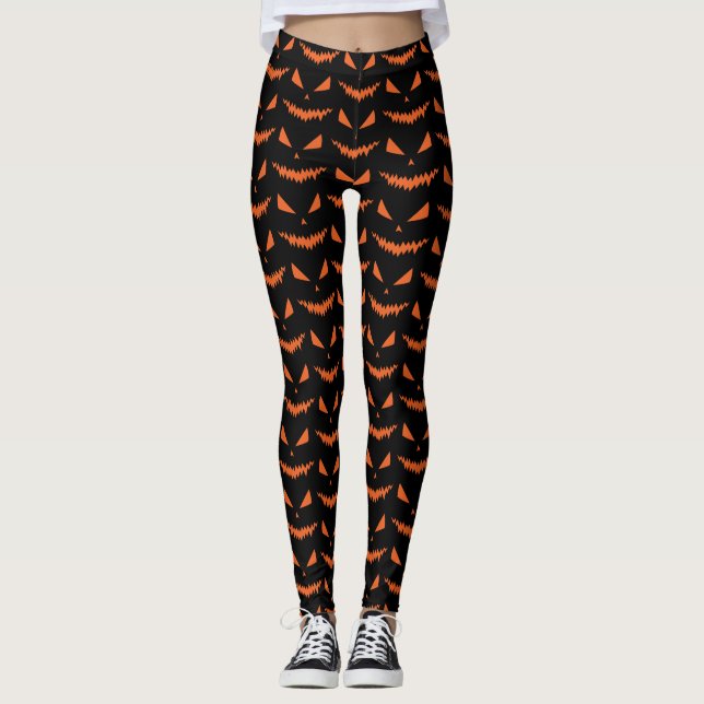 Beängstigendes Halloween-Jack OLantern-Orangengesi Leggings (Vorderseite)