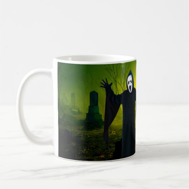 Beängstigendes Halloween. Kaffeetasse (Links)