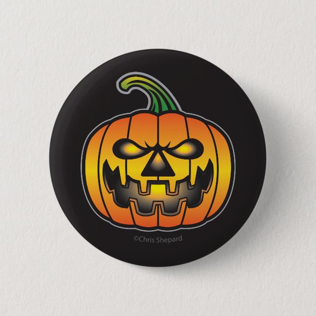 Beängstigendes Halloween-Kürbismonster Button (Vorderseite)