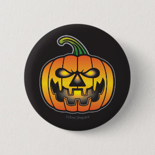 Beängstigendes Halloween-Kürbismonster Button