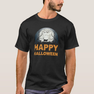 Beängstigendes Halloween-Moon-Katzen-Design T-Shirt
