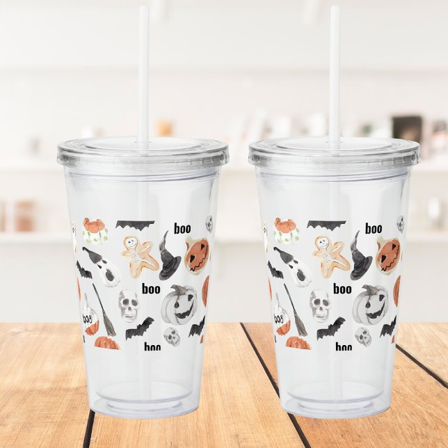 Beängstigendes Halloween-Muster |Happy Halloween Acryltrinkbecher (Von Creator hochgeladen)