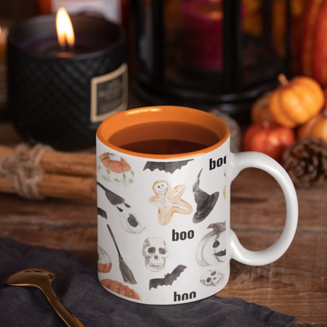 Beängstigendes Halloween-Muster Zweifarbige Tasse (Von Creator hochgeladen)