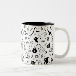 beängstigendes Halloween-Party-Doodle Zweifarbige Tasse
