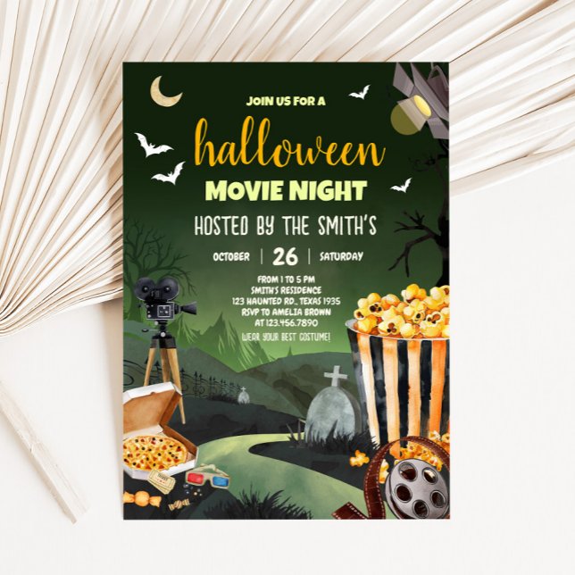 Beängstigendes Halloween-Party Filmabend Party Einladung (Scary Halloween Party Horror Movie Night Party Invitation)