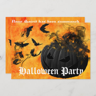 Beängstigendes Halloween-Party für Schwarze Kürbis Einladung
