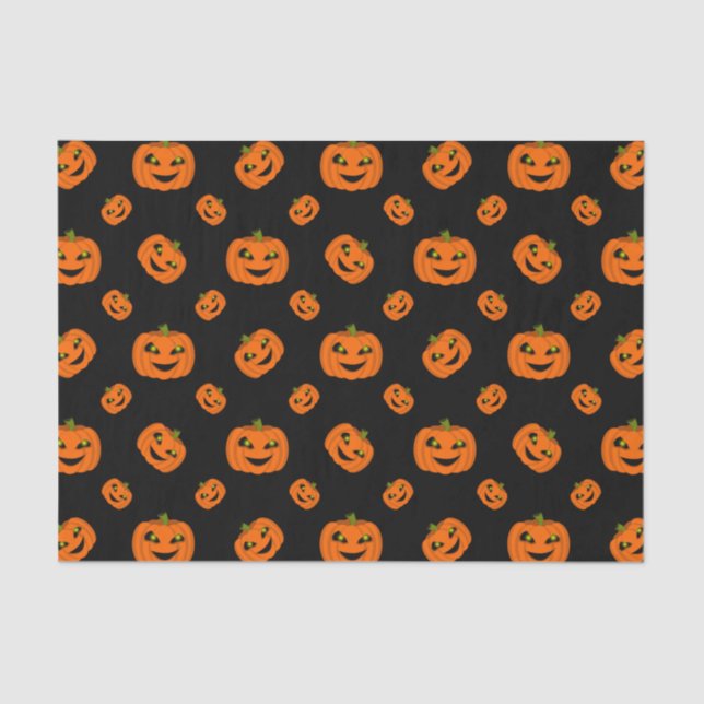 Beängstigendes Halloween Pumpkin Wiederholungsmust Seidenpapier (Vorderseite)