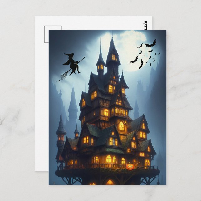 Beängstigendes Halloween-Schloss Postkarte (Vorne/Hinten)