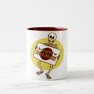 Beängstigendes Halloween Skeleton Zweifarbige Tasse